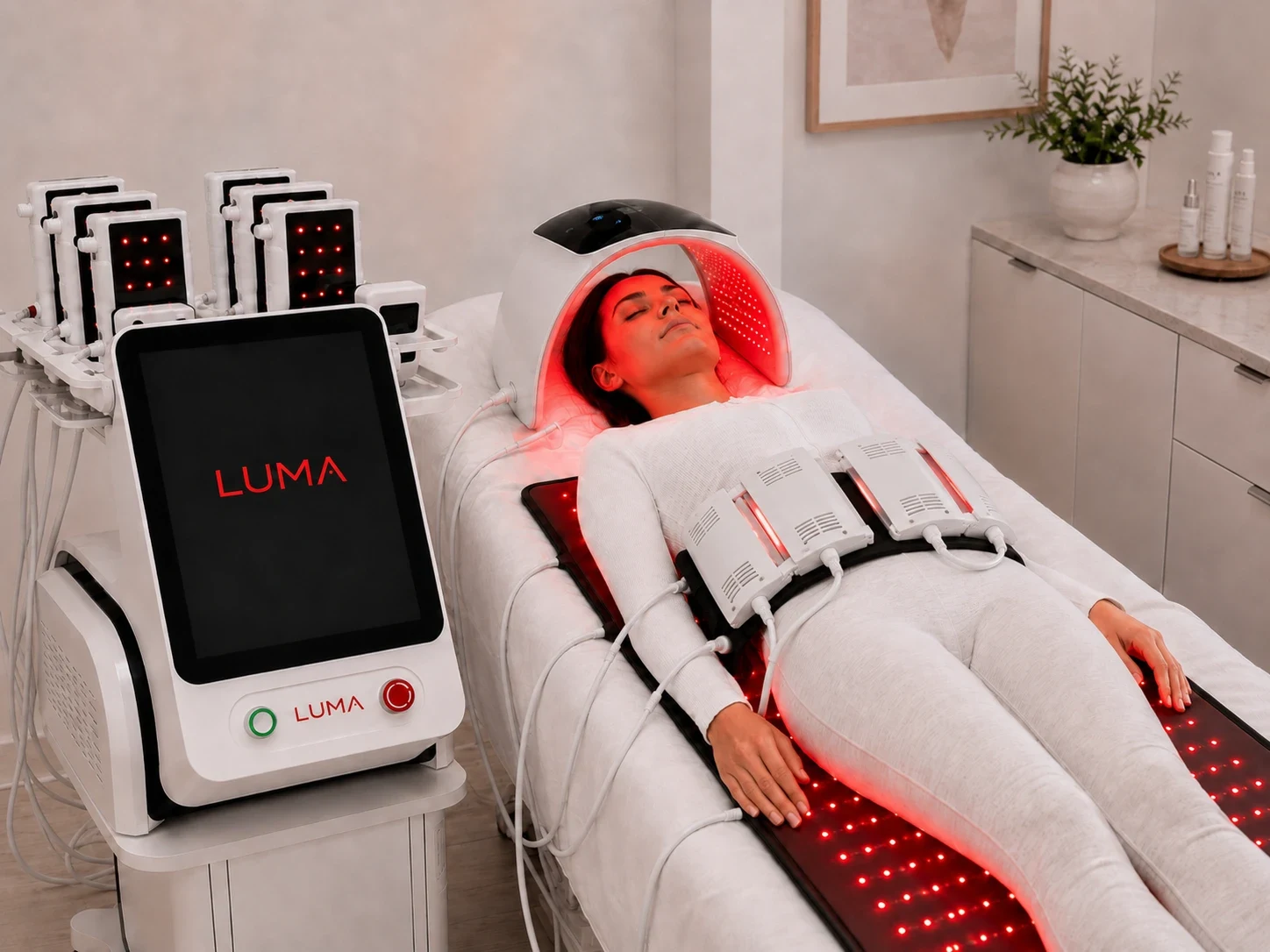 The full LUMA red light system in a treatment room